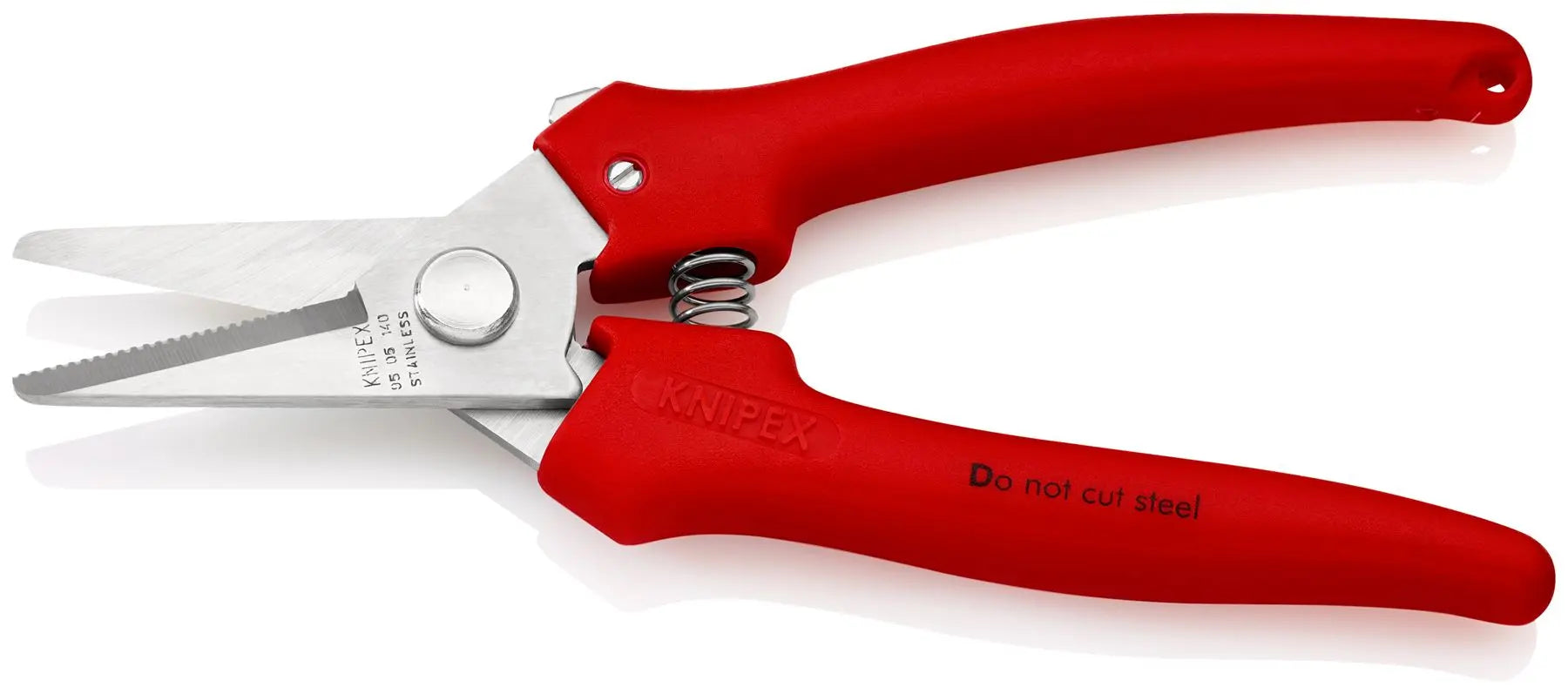 KNIPEX Combination Shears for Cardboard Plastics Aluminium Brass Copper Foils 140mm Plastic Coated 95 05 140  White Rose Tools
