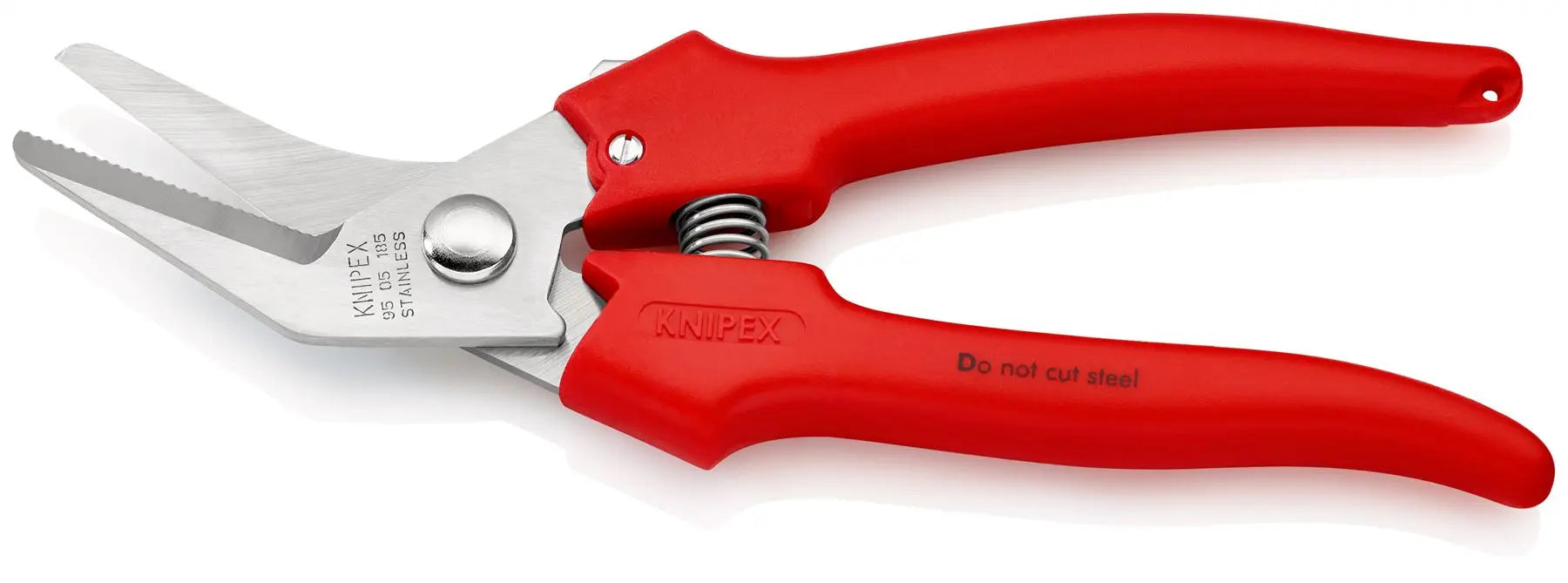 KNIPEX Combination Shears for Cardboard Plastics Aluminium Brass Copper Foils 185mm Plastic Coated 95 05 185  White Rose Tools
