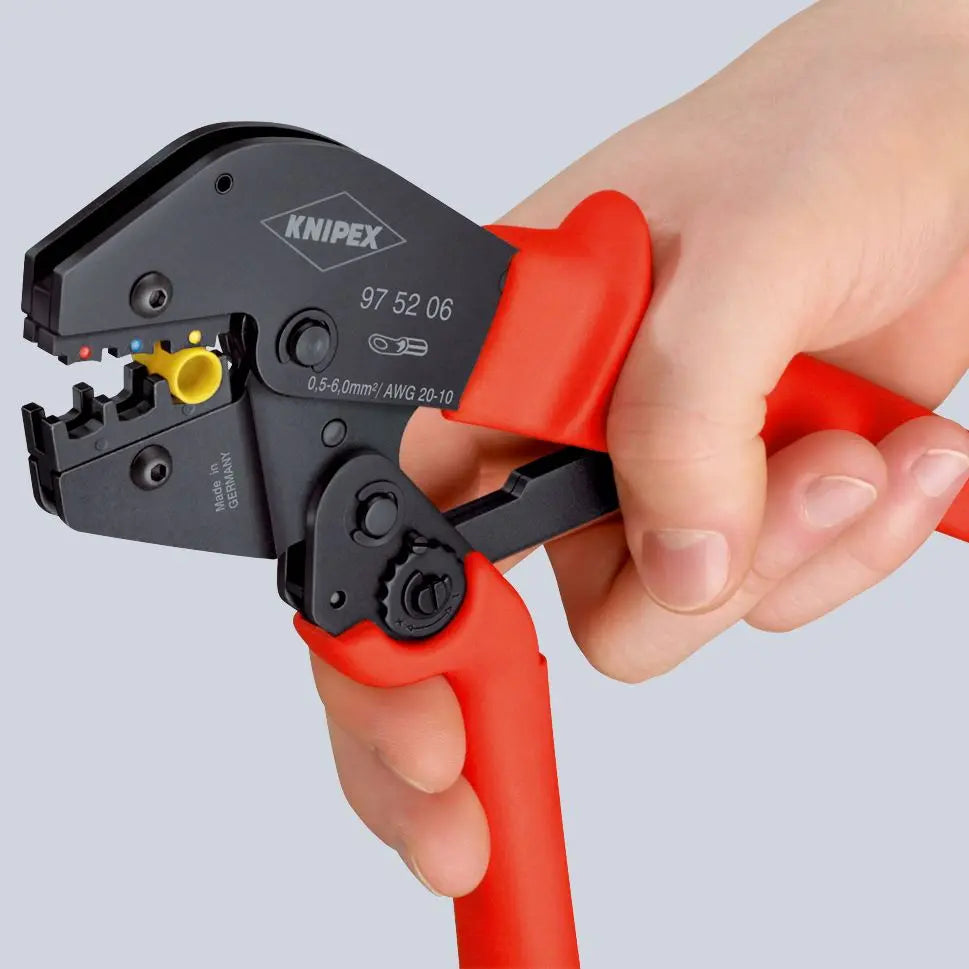 KNIPEX Crimping Pliers Two Hand Operation for Solder Free Electrical Connections 250mm 97 52 06  White Rose Tools