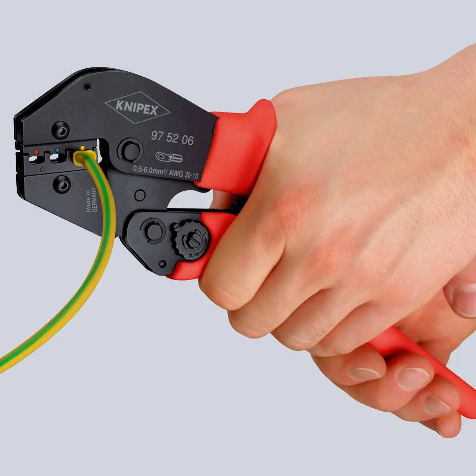 KNIPEX Crimping Pliers Two Hand Operation for Solder Free Electrical Connections 250mm 97 52 06  White Rose Tools