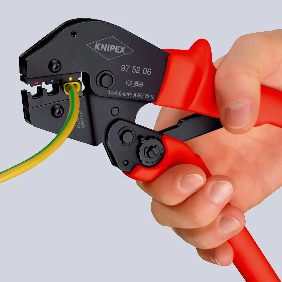 KNIPEX Crimping Pliers Two Hand Operation for Solder Free Electrical Connections 250mm 97 52 08  White Rose Tools