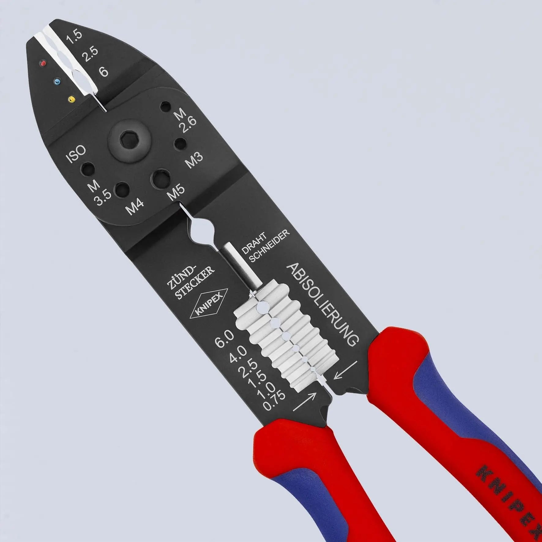 KNIPEX Crimping Pliers Wire Strippers for Insulated Terminals 230mm Multi Component Grips 97 21 215  White Rose Tools