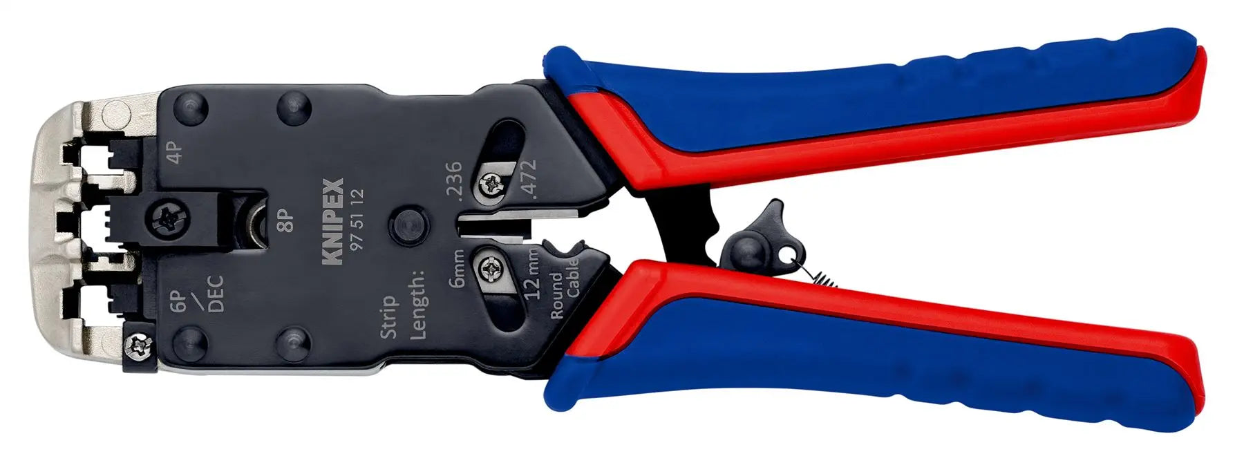 KNIPEX Crimping Pliers for Western Plugs RJ45 RJ10 RJ11 RJ12 200mm Multi Component Grips 97 51 12  White Rose Tools