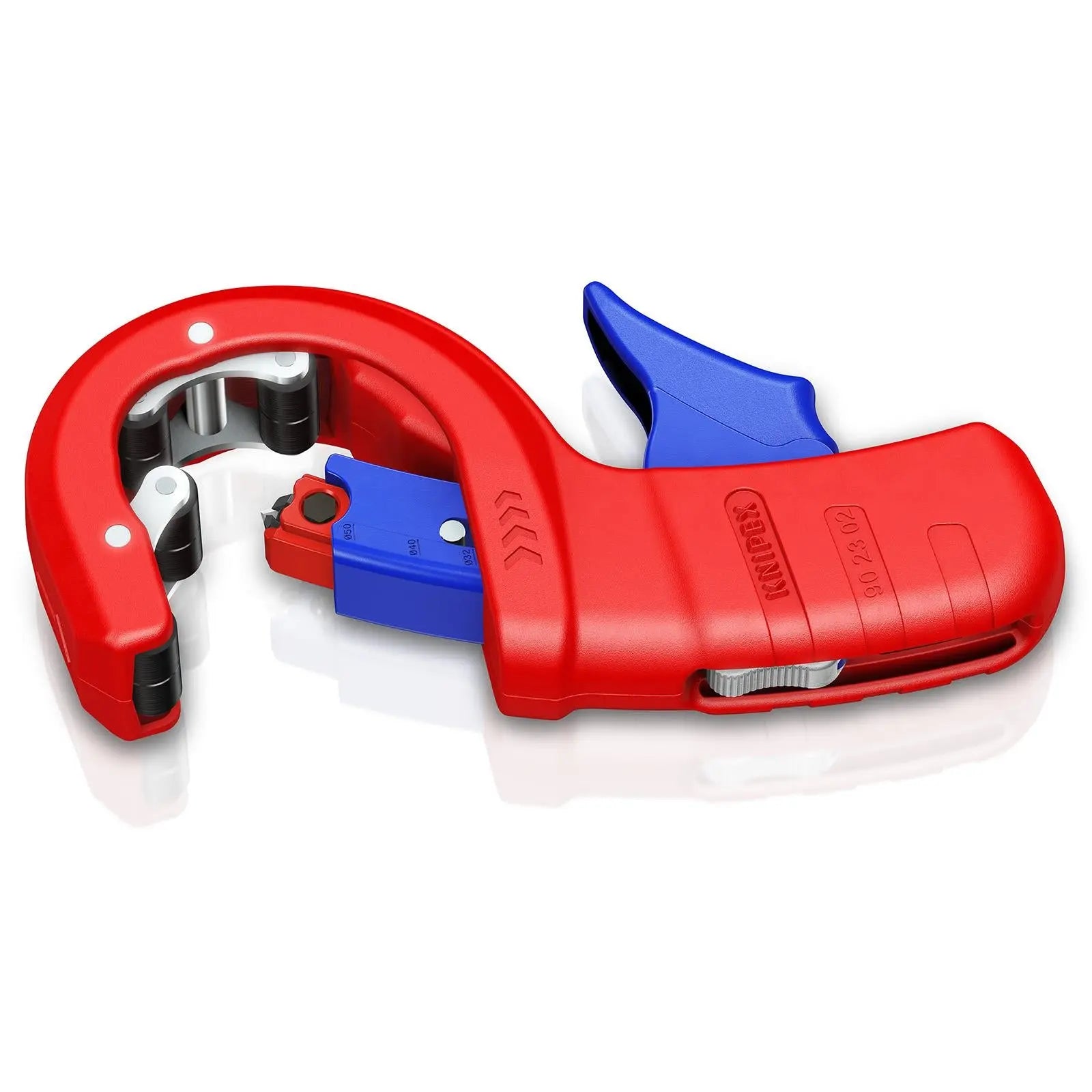 KNIPEX DPT50 Pipe Cutter for Thick Walled Plastic Pipes 50mm Diameter 90 23 02 BK  White Rose Tools