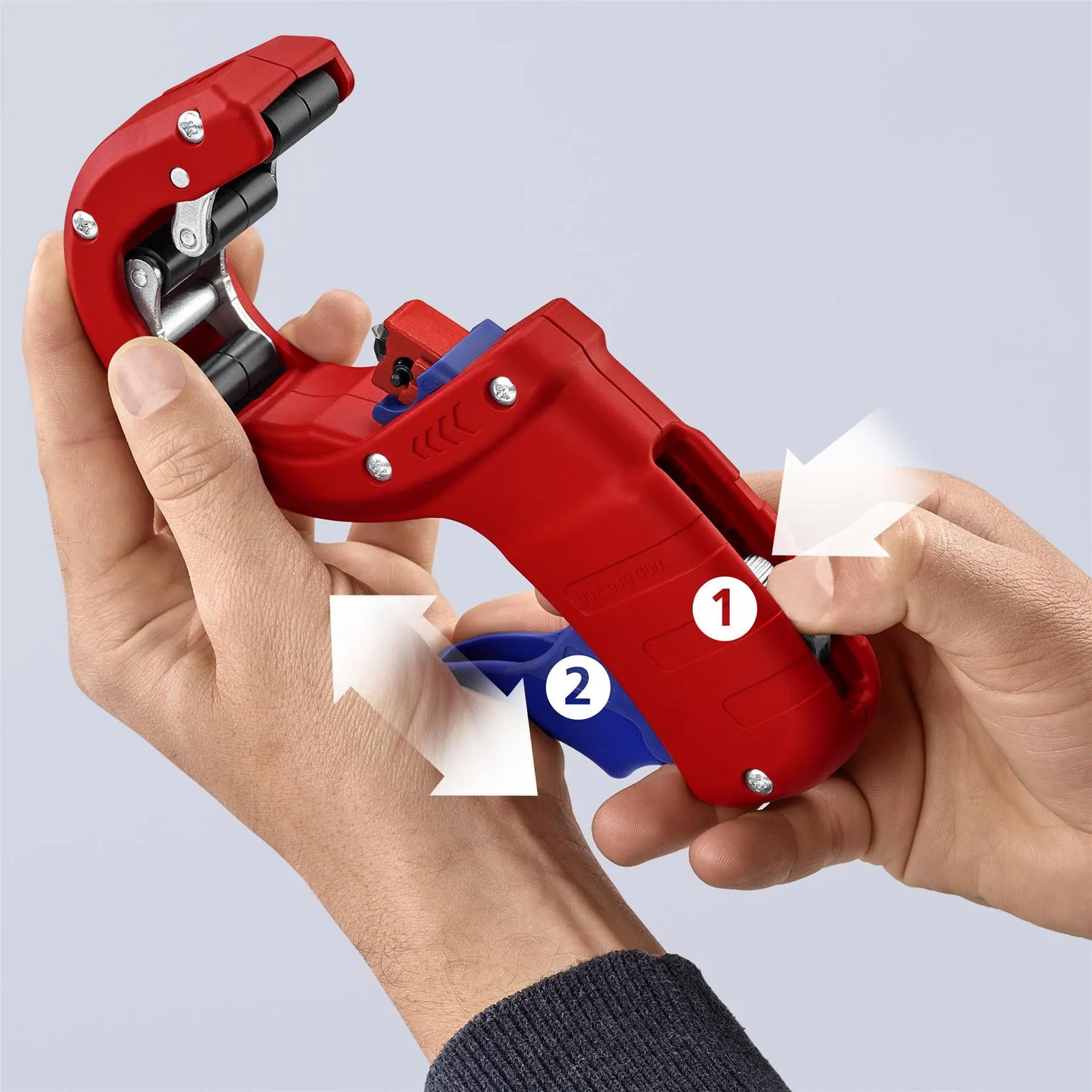 KNIPEX DPT50 Pipe Cutter for Thick Walled Plastic Pipes 50mm Diameter 90 23 02 BK  White Rose Tools
