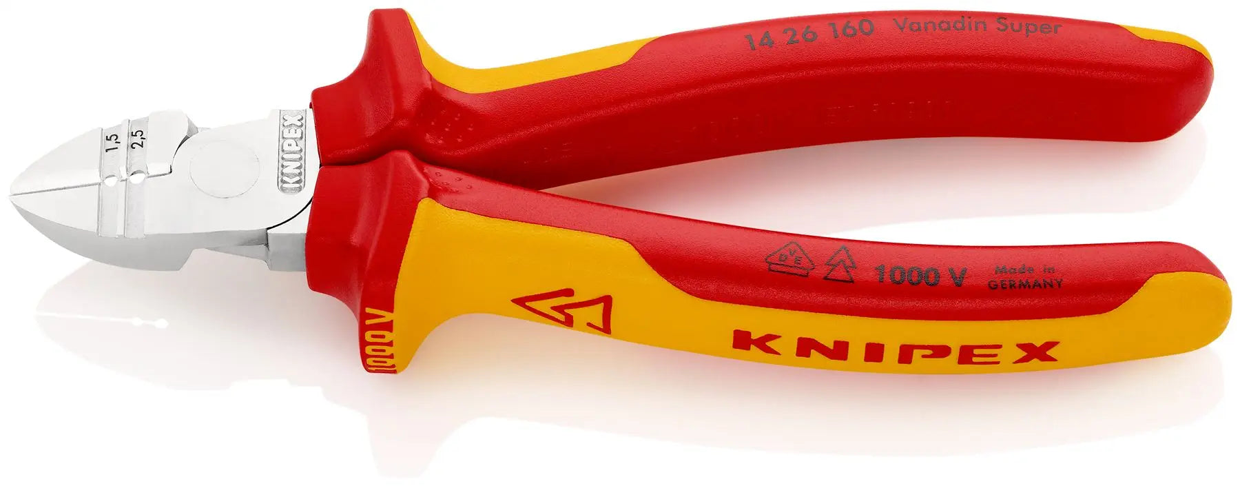 KNIPEX Diagional Side Cutting Pliers Insulation Stripper 160mm VDE Chrome Multi Component Grips 14 26 160 SB  White Rose Tools