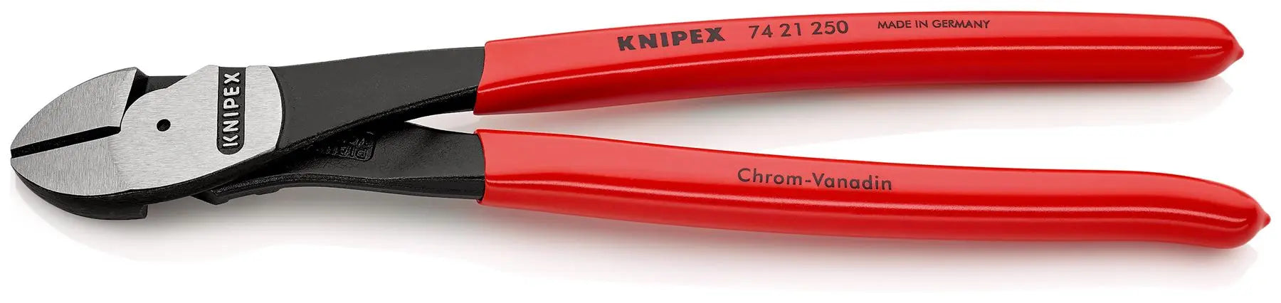 KNIPEX Diagonal Cutting Pliers High Leverage Side Cutters 12° Angled Head 250mm Plastic Coated 74 21 250  White Rose Tools