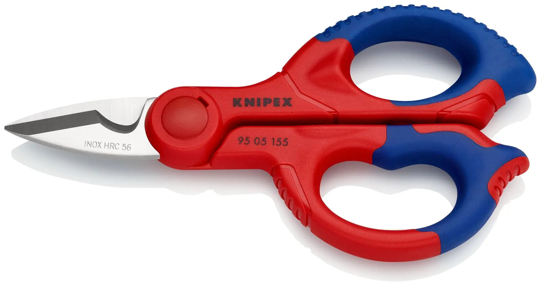 KNIPEX Electricians Shears Scissors with Plastic Belt Pouch 155mm Multi Component Grips 95 05 155 SB  White Rose Tools
