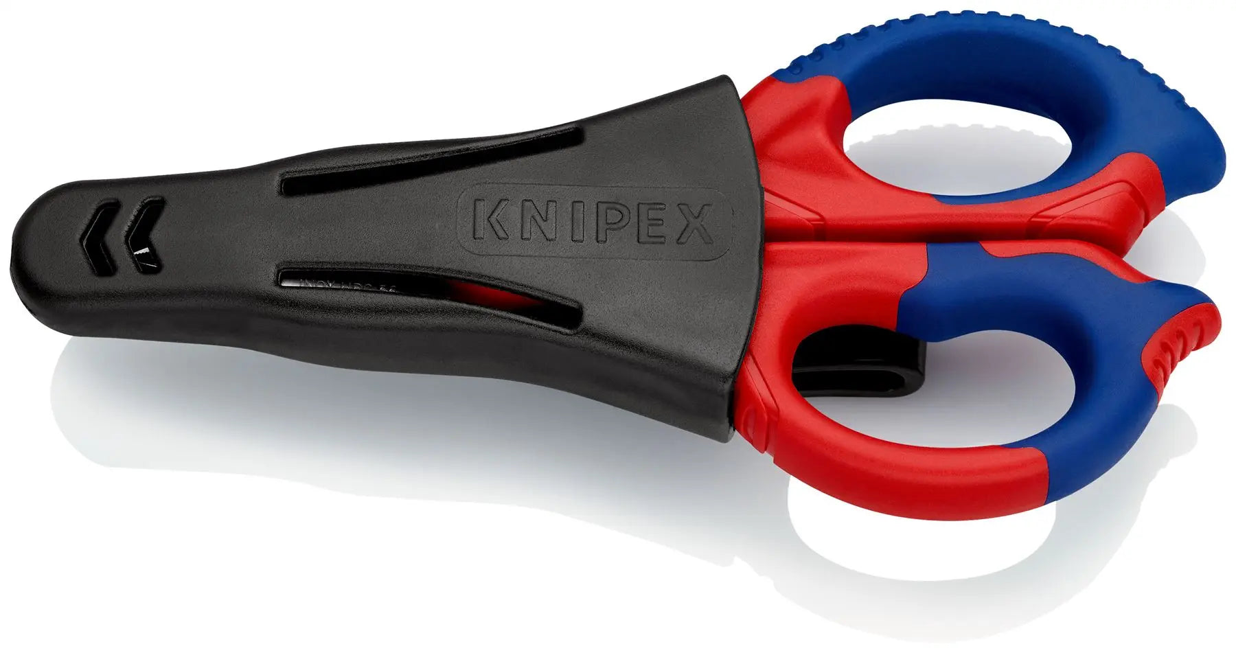 KNIPEX Electricians Shears Scissors with Plastic Belt Pouch 155mm Multi Component Grips 95 05 155 SB  White Rose Tools