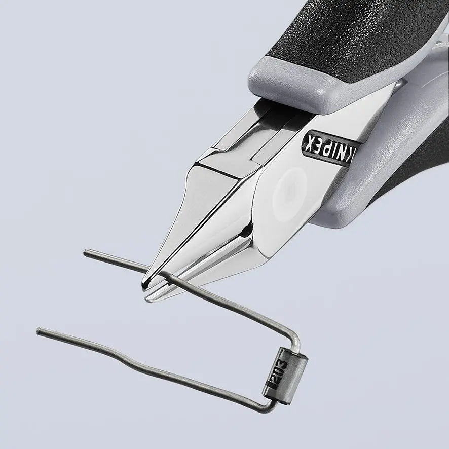 KNIPEX Electronics Diagonal Cutter Pliers Pointed Flat Head Small Bevel 115mm Multi Component Grips 77 52 115 ESD  White Rose Tools