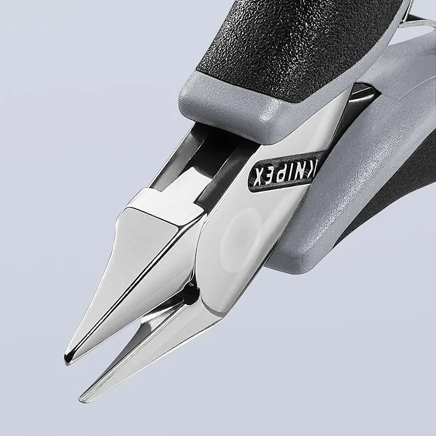 KNIPEX Electronics Diagonal Cutter Pliers Pointed Flat Head Small Bevel 115mm Multi Component Grips 77 52 115 ESD  White Rose Tools