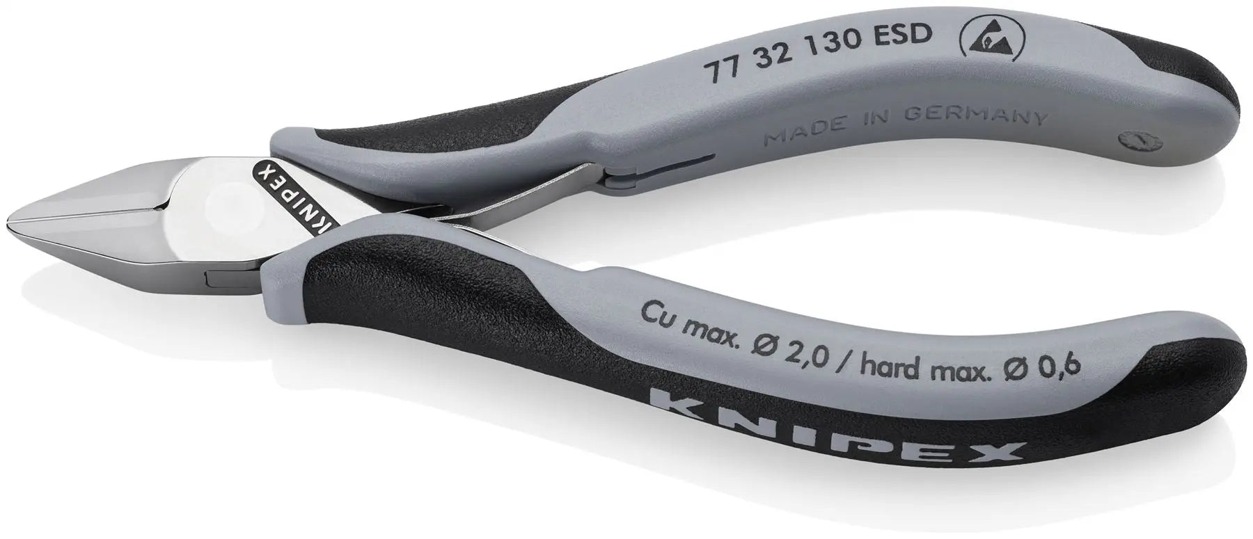 KNIPEX Electronics Diagonal Cutter Pliers Pointed Head Small Bevel 115mm Multi Component Grips 77 32 130 ESD  White Rose Tools