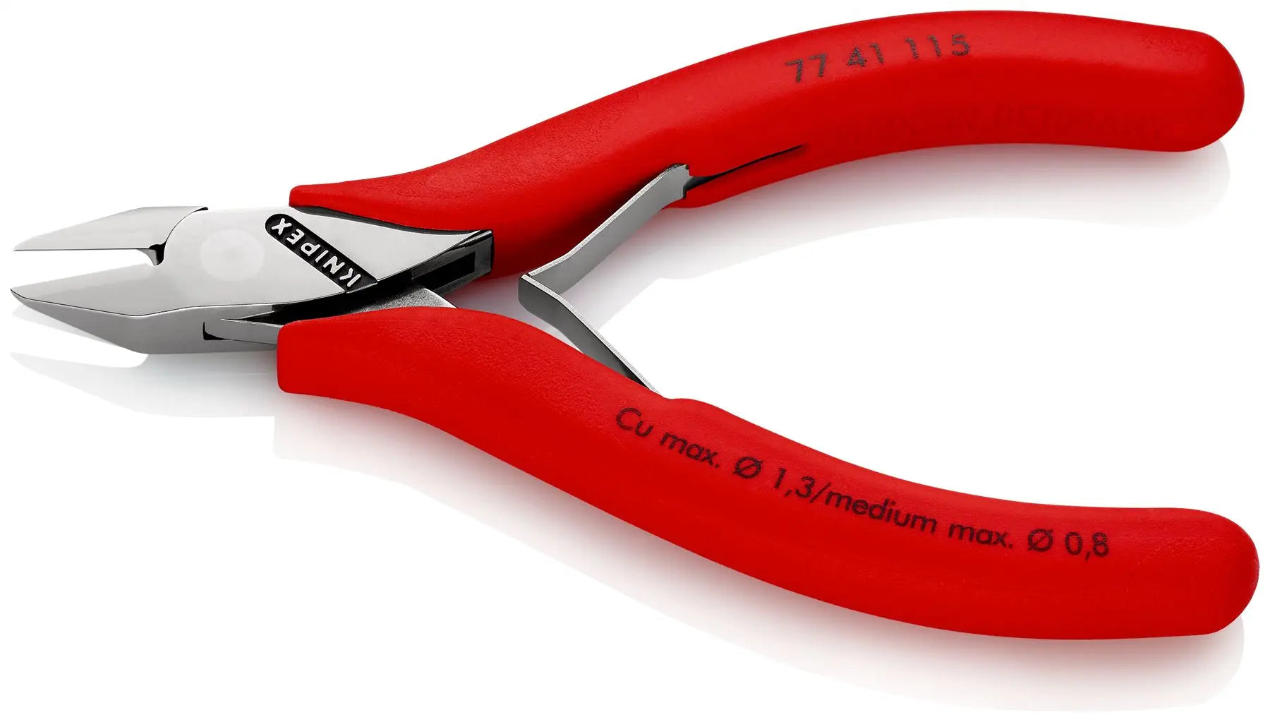 KNIPEX Electronics Diagonal Cutter Pliers Pointed Head without Bevel 115mm Multi Component Grips 77 41 115  White Rose Tools