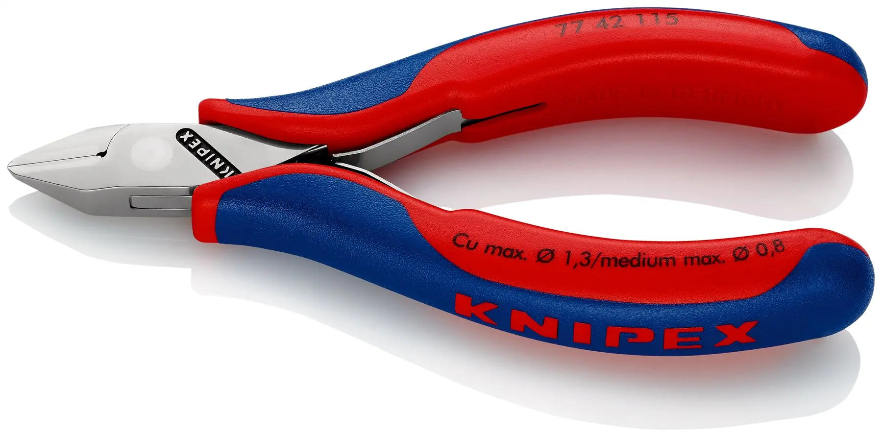 KNIPEX Electronics Diagonal Cutter Pliers Pointed Head without Bevel 115mm Multi Component Grips 77 42 115  White Rose Tools