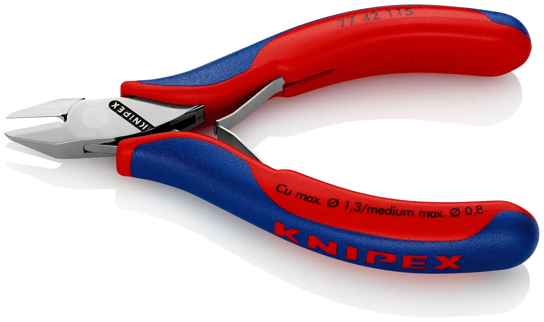 KNIPEX Electronics Diagonal Cutter Pliers Pointed Head without Bevel 115mm Multi Component Grips 77 42 115  White Rose Tools