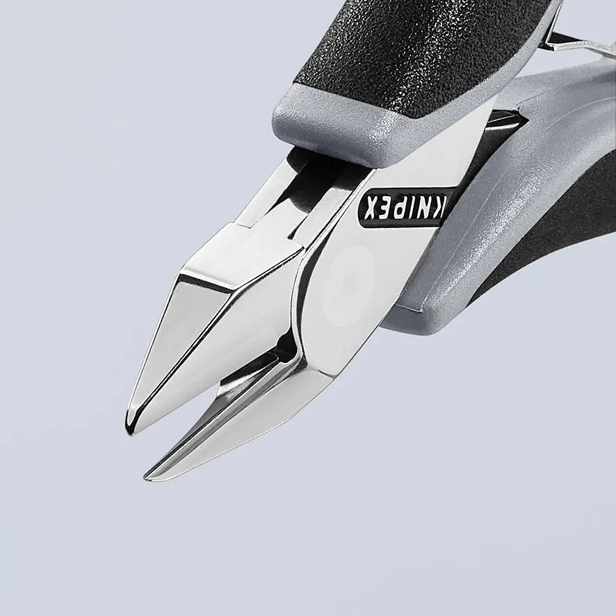 KNIPEX Electronics Diagonal Cutter Pliers Pointed Head without Bevel 115mm Multi Component Grips 77 42 115 ESD  White Rose Tools