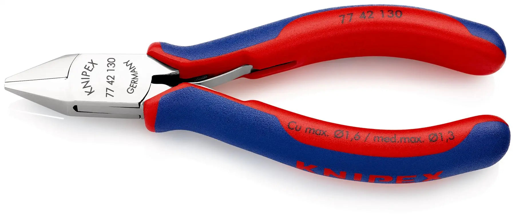 KNIPEX Electronics Diagonal Cutter Pliers Pointed Head without Bevel 130mm Multi Component Grips 77 42 130  White Rose Tools