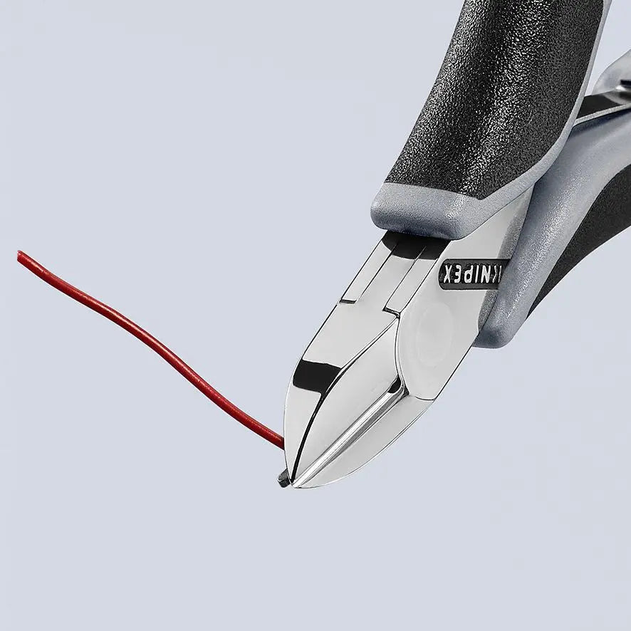 KNIPEX Electronics Diagonal Cutter Pliers Round Head Bevelled 115mm Multi Component Grips 77 12 115 ESD  White Rose Tools