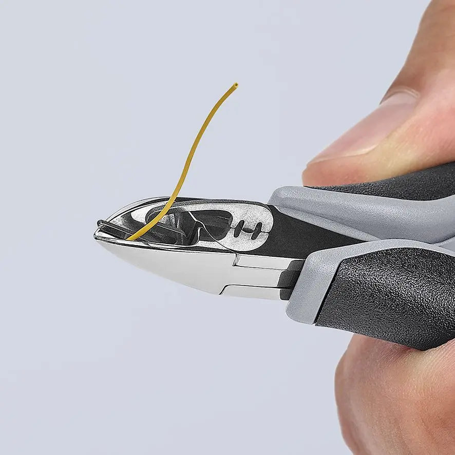 KNIPEX Electronics Diagonal Cutter Pliers Round Head Bevelled 115mm Multi Component Grips 77 12 115 ESD  White Rose Tools