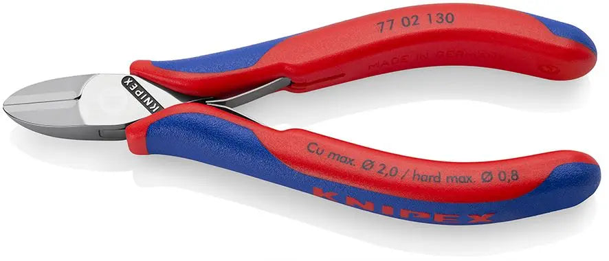 KNIPEX Electronics Diagonal Cutter Pliers Round Head Small Bevel 130mm Multi Component Grips 77 02 130  White Rose Tools