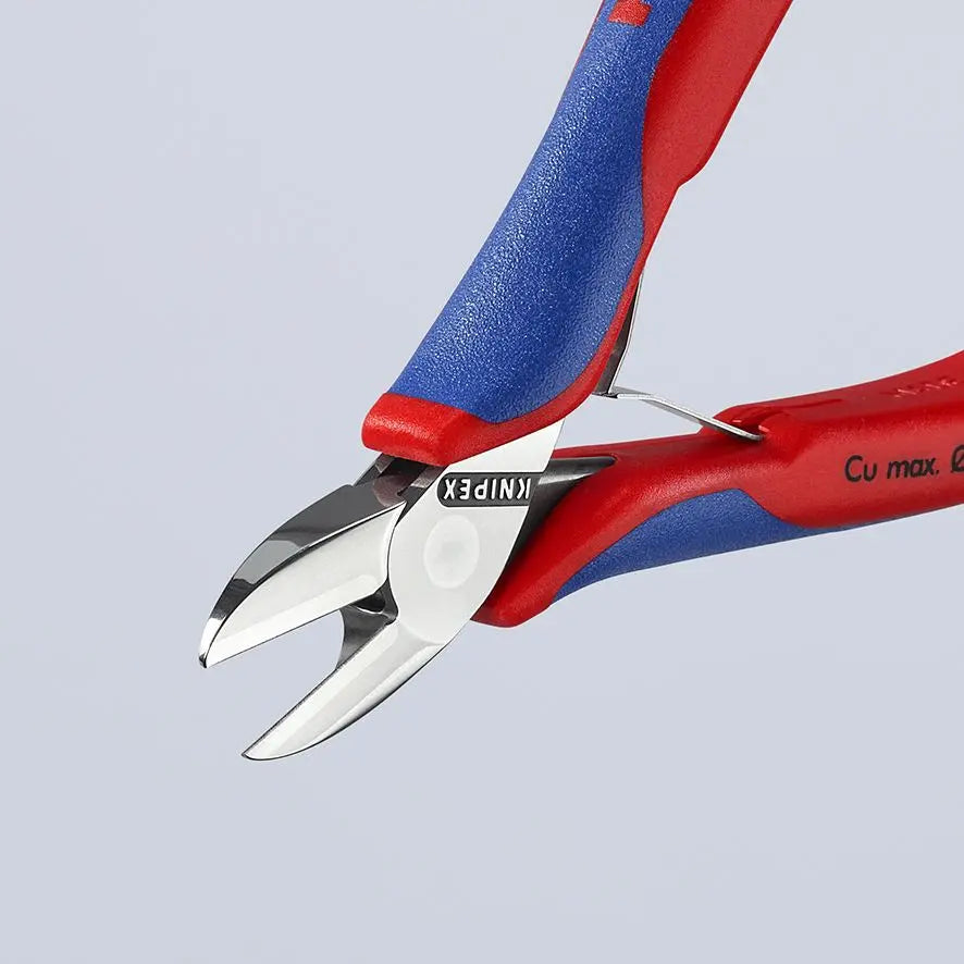 KNIPEX Electronics Diagonal Cutter Pliers Round Head Small Bevel 130mm Multi Component Grips 77 02 130  White Rose Tools