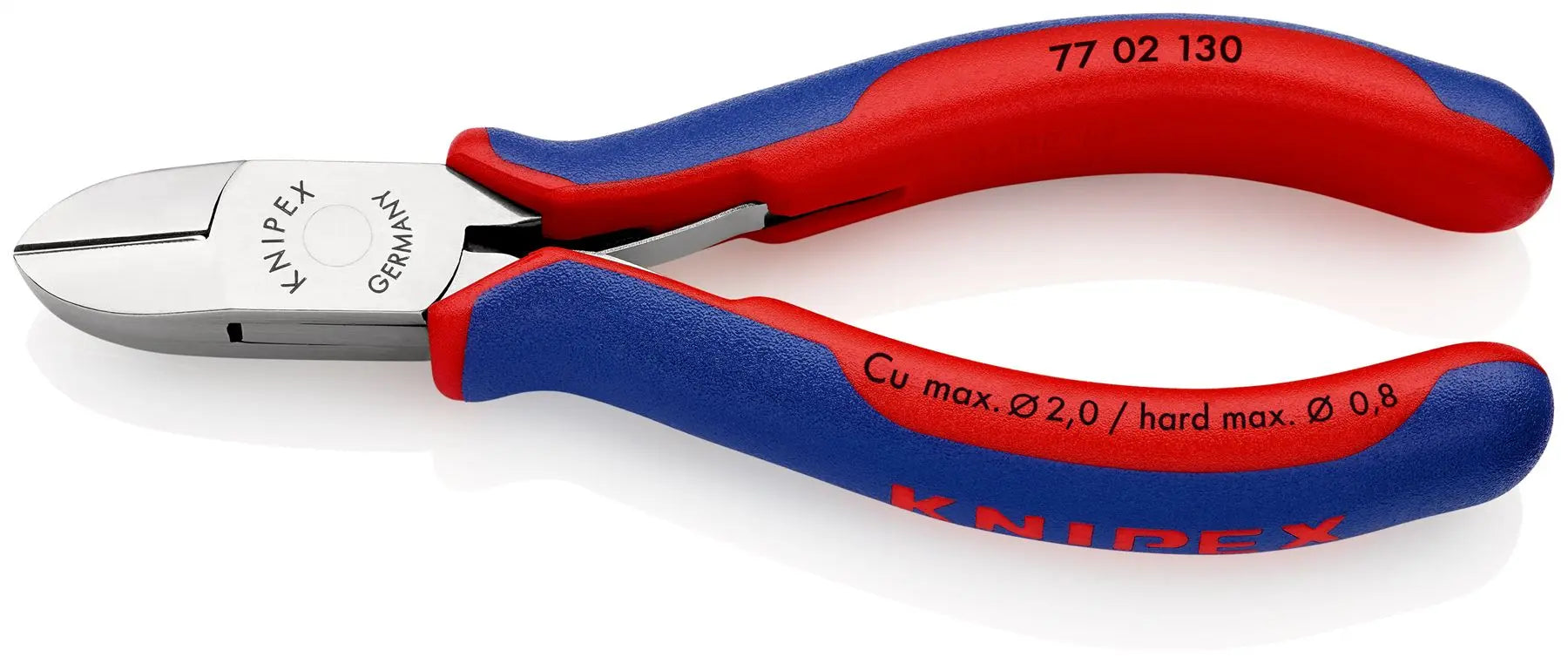KNIPEX Electronics Diagonal Cutter Pliers Round Head Small Bevel 130mm Multi Component Grips 77 02 130 SB  White Rose Tools