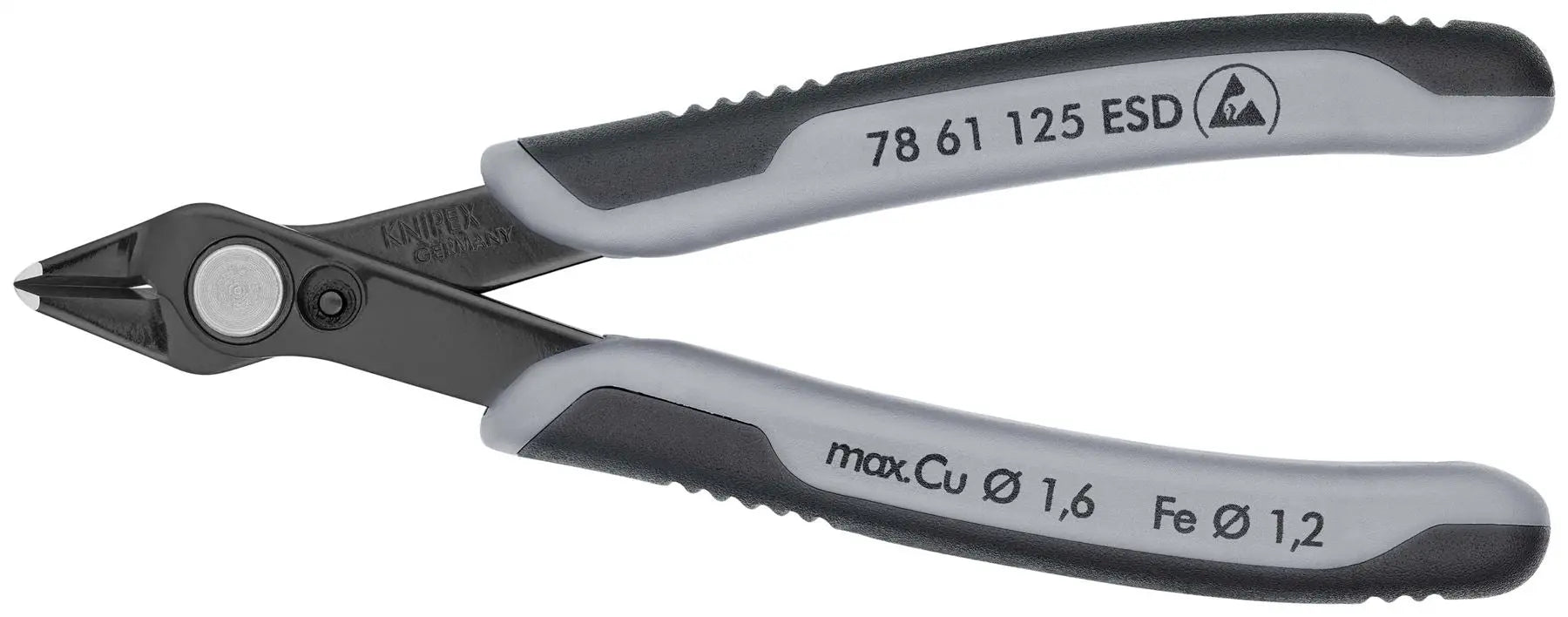 KNIPEX Electronics Super Knips Precision Cutting Pliers 125mm Multi Component Grips 78 61 125 ESD  White Rose Tools