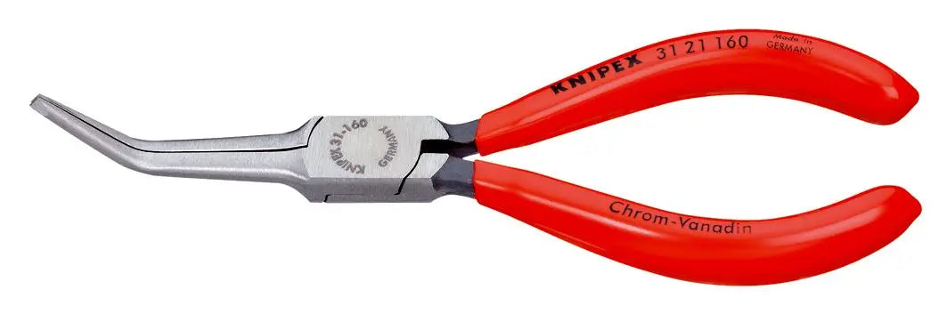 KNIPEX Flat Needle Nose Pliers Bent Nose 160mm Plastic Coated 31 21 160  White Rose Tools