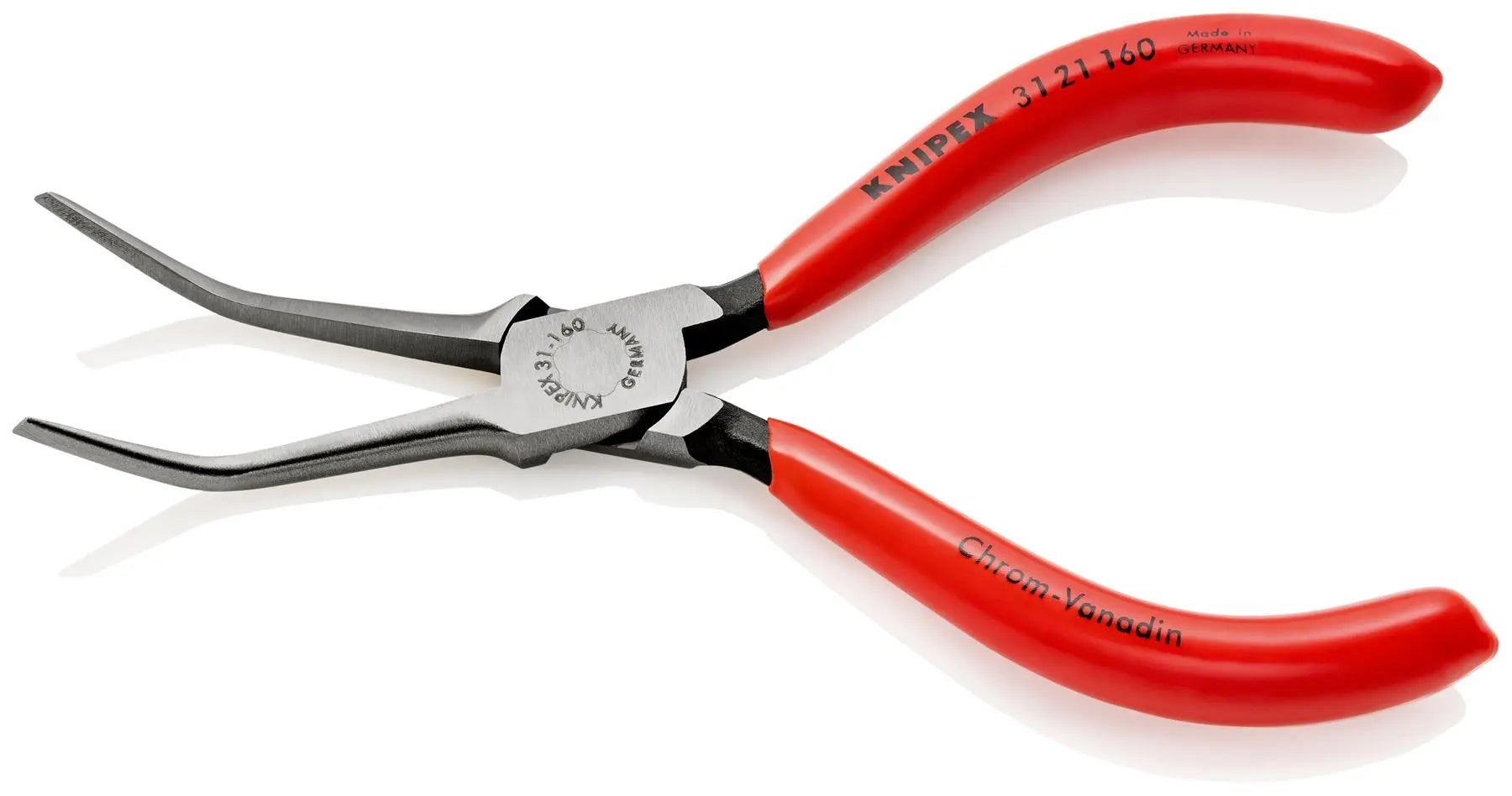 KNIPEX Flat Needle Nose Pliers Bent Nose 160mm Plastic Coated 31 21 160  White Rose Tools