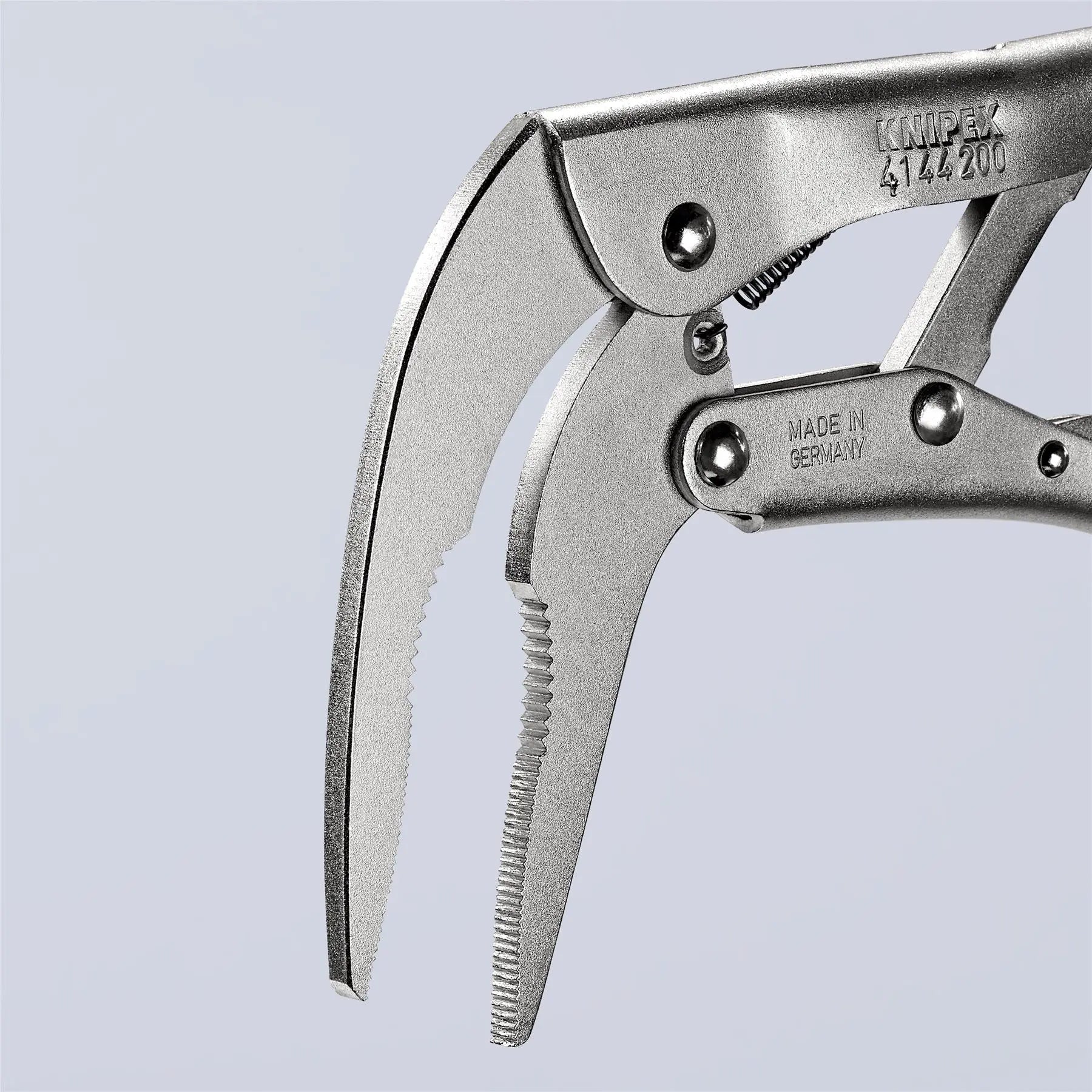 KNIPEX Grip Locking Pliers Mole Grips Bent Nose 200mm Galvanised 41 44 200  White Rose Tools