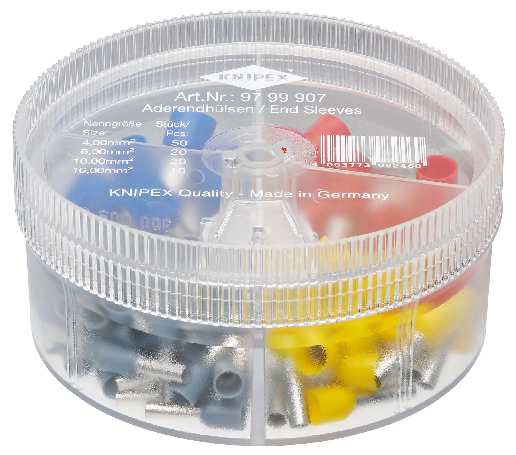 KNIPEX Insulated Wire Ferrules Assortment Box in Dispenser Box 100 Pieces 97 99 907  White Rose Tools