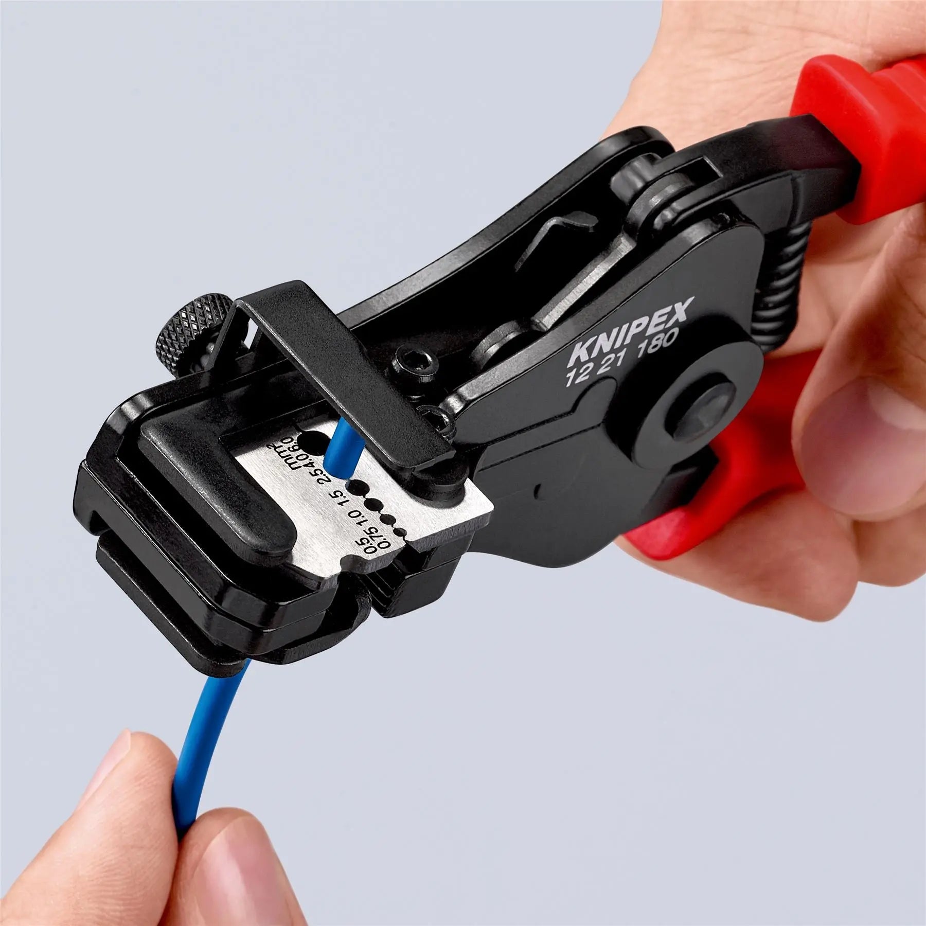 KNIPEX Insulation Stripper with Adapted Blades 180mm Stripping Pliers Plastic Coated 12 21 180  White Rose Tools