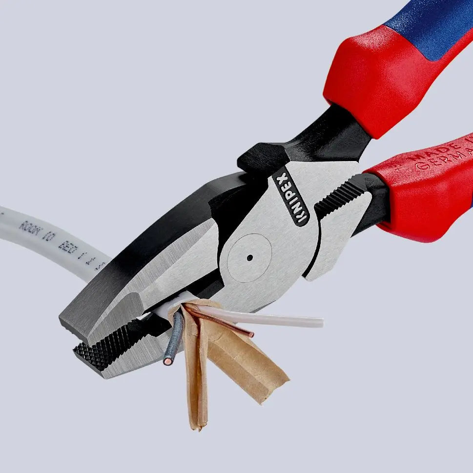KNIPEX Linemans Pliers American Style 240mm Multi Component Grips 09 02 240  White Rose Tools