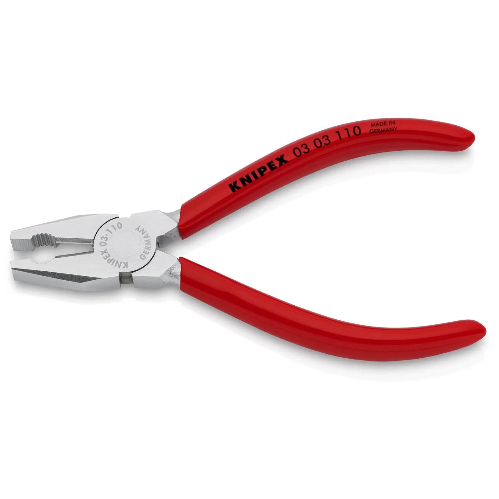KNIPEX Mini Combination Pliers 110mm Chrome Plated Plastic Coated Handles 03 03 110  White Rose Tools