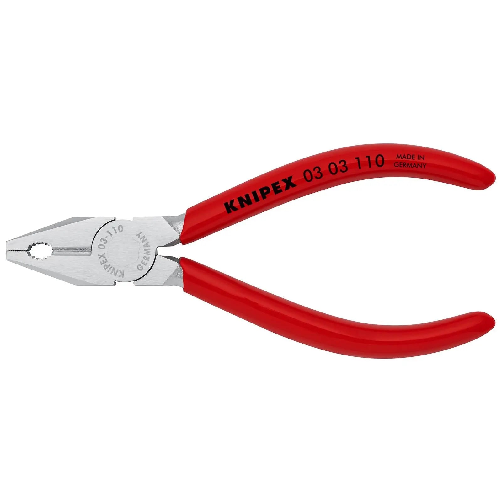KNIPEX Mini Combination Pliers 110mm Chrome Plated Plastic Coated Handles 03 03 110  White Rose Tools