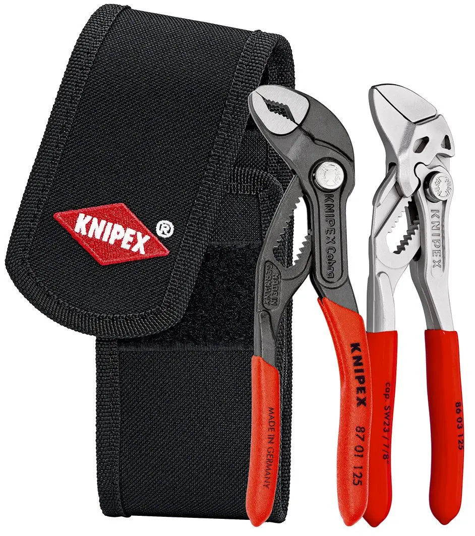 KNIPEX Mini Plier Set in Tool Belt Pouch 2 Pieces Pliers Wrench XS Cobra XS 125mm 00 20 72 V04  White Rose Tools