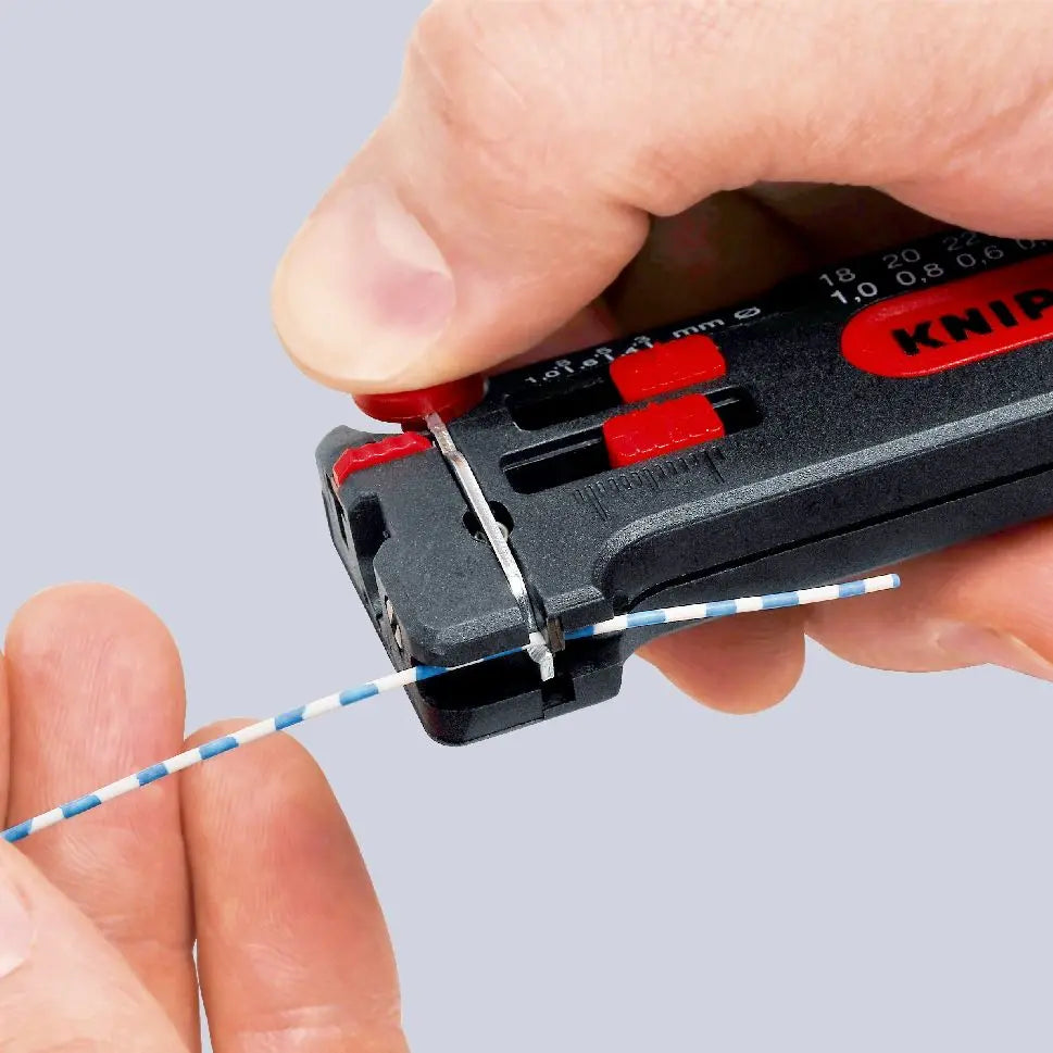 KNIPEX Mini Wire Stripper 0.3-1mm with Wire Cutter 12 80 100 SB  White Rose Tools