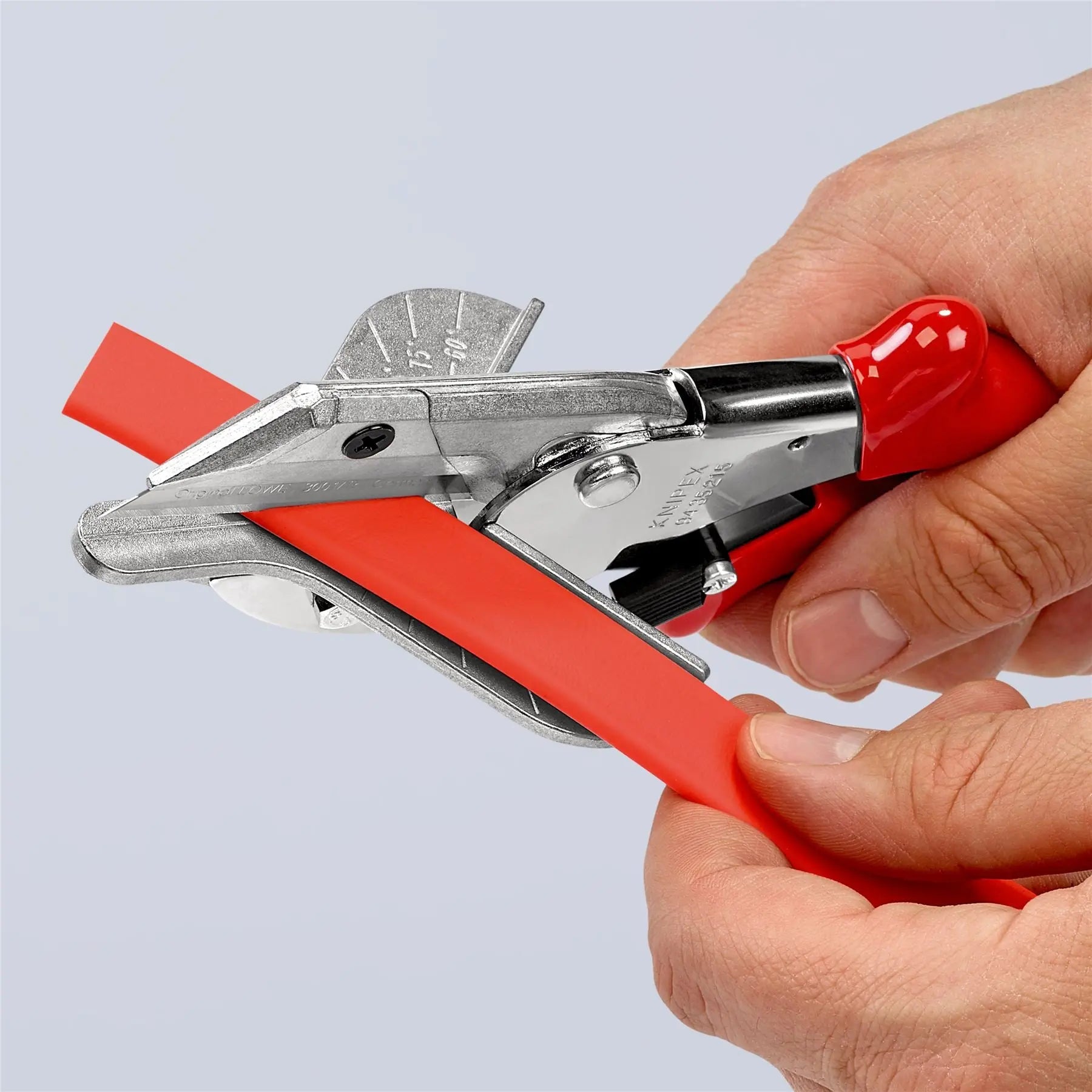 KNIPEX Mitre Shears Cutters for Plastic and Rubber Section 215mm Plastic Handles 94 35 215  White Rose Tools