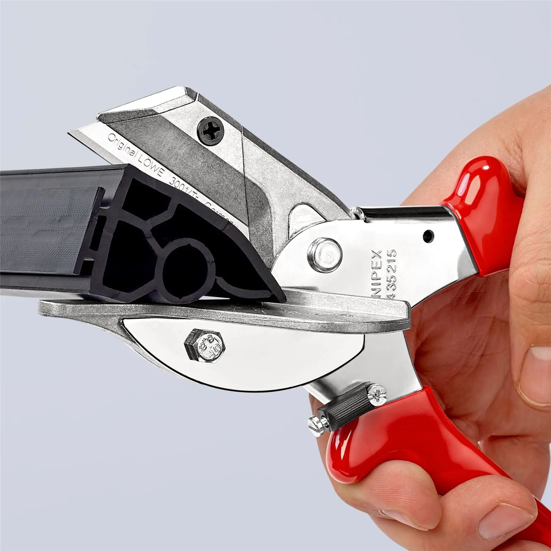 KNIPEX Mitre Shears Cutters for Plastic and Rubber Section 215mm Plastic Handles 94 35 215  White Rose Tools