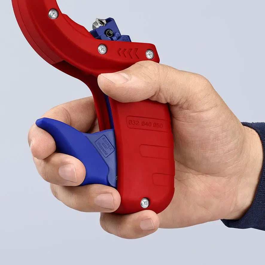 KNIPEX Pipe Cutter DP50 for Plastic Drain Pipes Cut and Chamfer 50mm Capacity 90 23 01 BK 