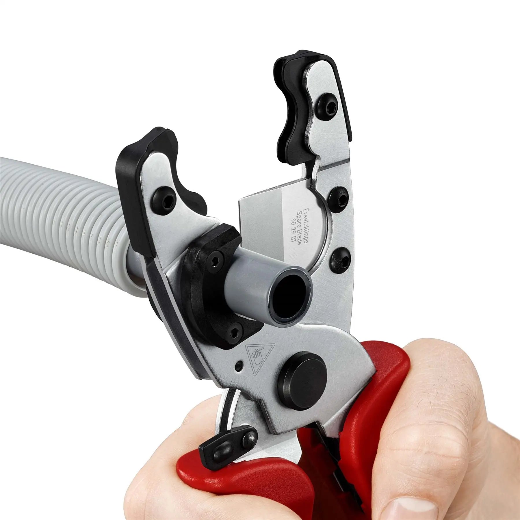 KNIPEX Pipe Cutter for Composite Pipes and Protective Tubes 210mm Multi Component Grips 90 25 20  White Rose Tools