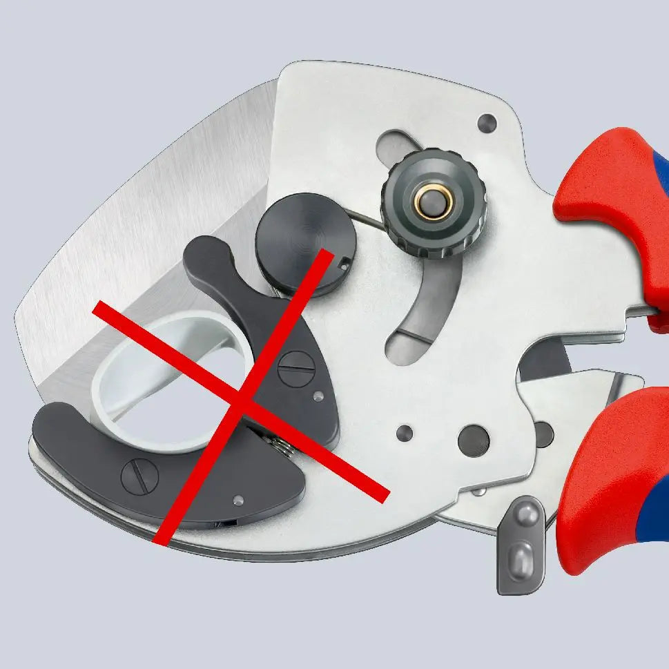 KNIPEX Pipe Cutter for Composite and Plastic Pipes 40mm Capactiy Multi Component Grips 90 25 40  White Rose Tools
