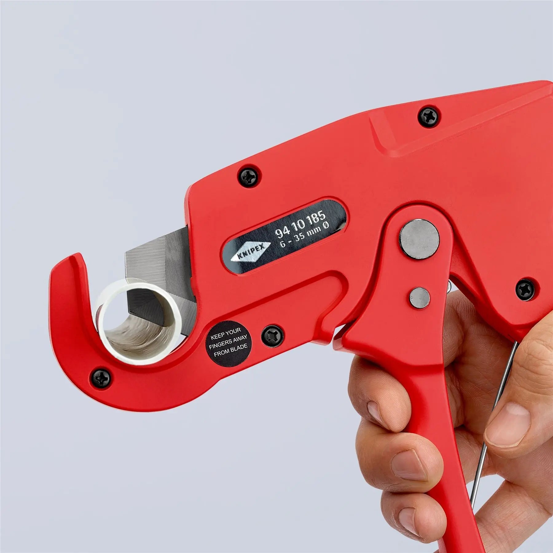 KNIPEX Pipe Cutter for Plastic Conduit Pipes Electrical Installation Work 185mm 6-35mm Capacity 94 10 185  White Rose Tools