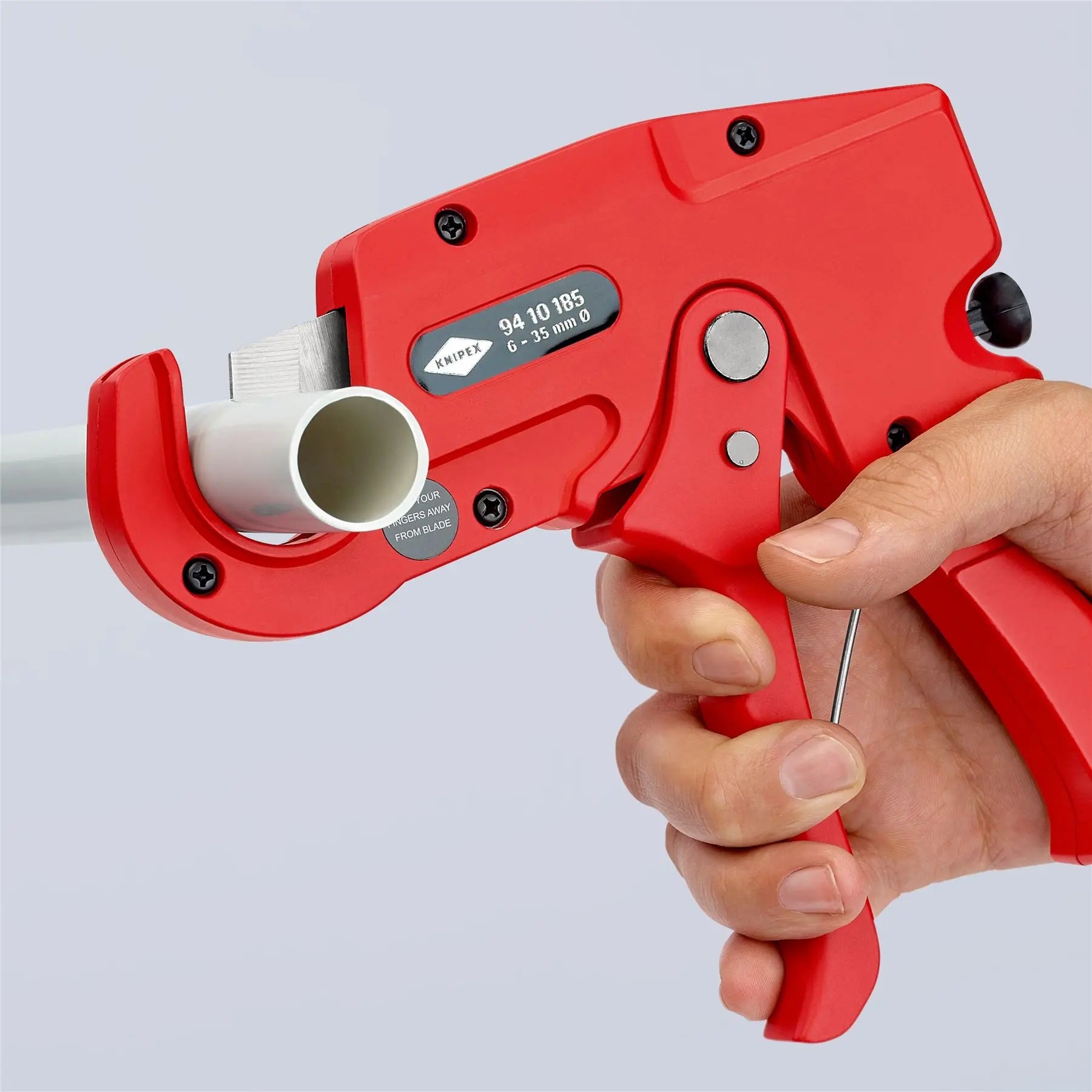 KNIPEX Pipe Cutter for Plastic Conduit Pipes Electrical Installation Work 185mm 6-35mm Capacity 94 10 185  White Rose Tools