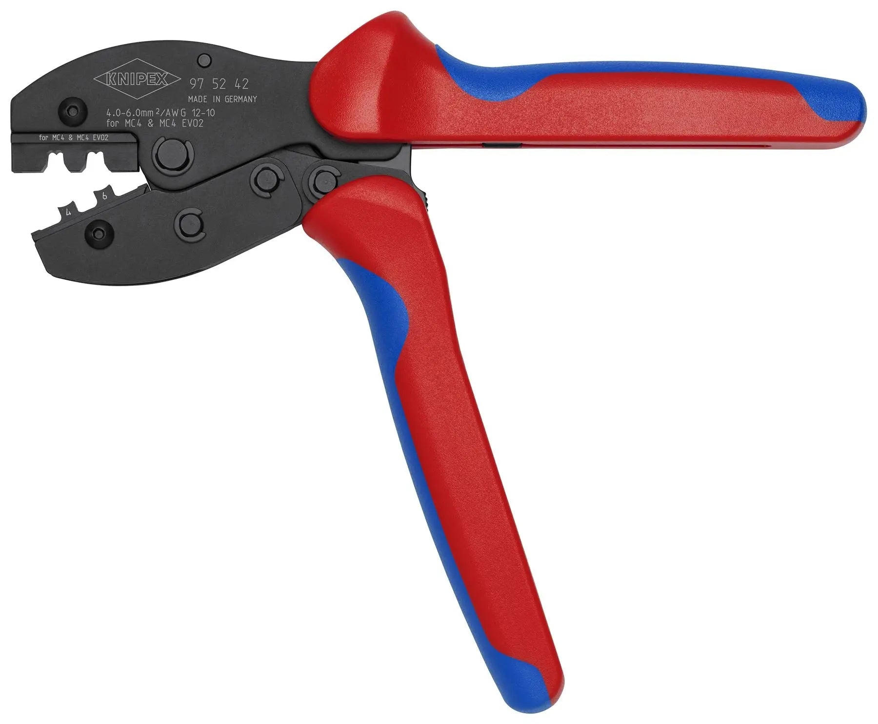 KNIPEX PreciForce Crimping Pliers for MC4/MC4 EVO 2 Connectors with Multi Component Grips 220mm 97 52 42 SB  White Rose Tools