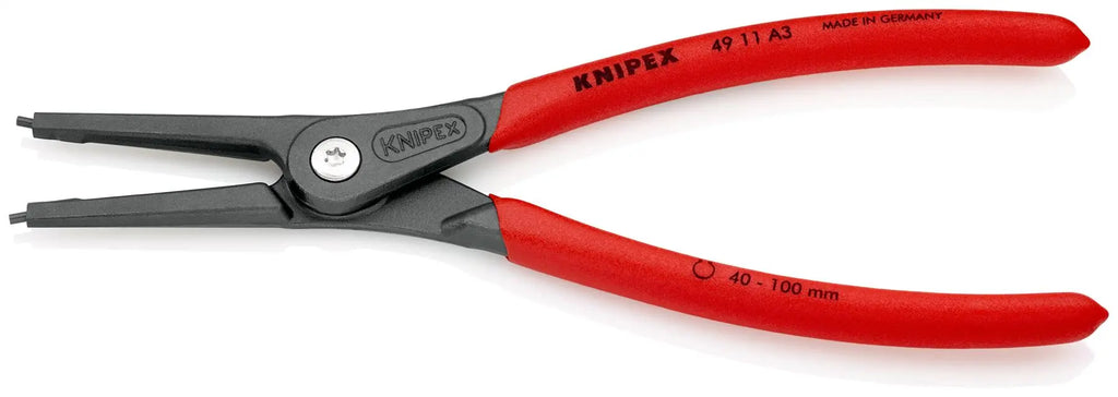 KNIPEX Precision Circlip Pliers for External Circlips on Shafts 225mm 2.3mm Diameter Tips 49 11 A3  White Rose Tools