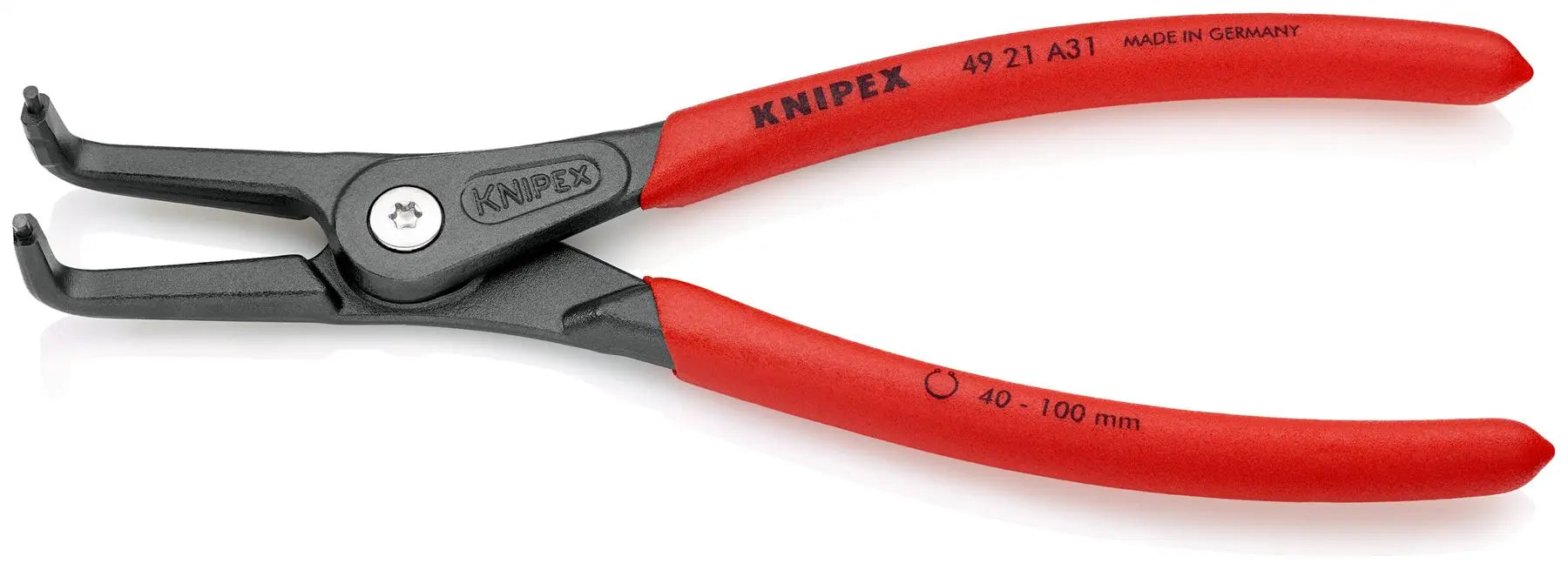 KNIPEX Precision Circlip Pliers for External Circlips on Shafts 90° Angled 210mm 2.3mm Diameter Tips 49 21 A31  White Rose Tools