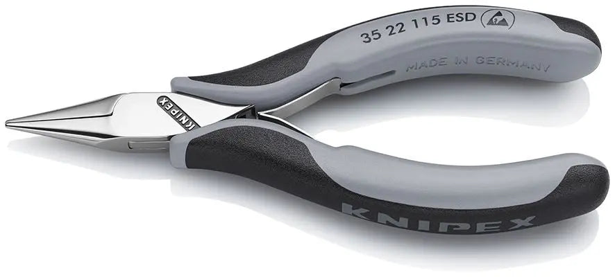 KNIPEX Precision Electronics Gripping Pliers ESD 115mm Black/Grey Multi Component Grips 35 22 115 ESD  White Rose Tools