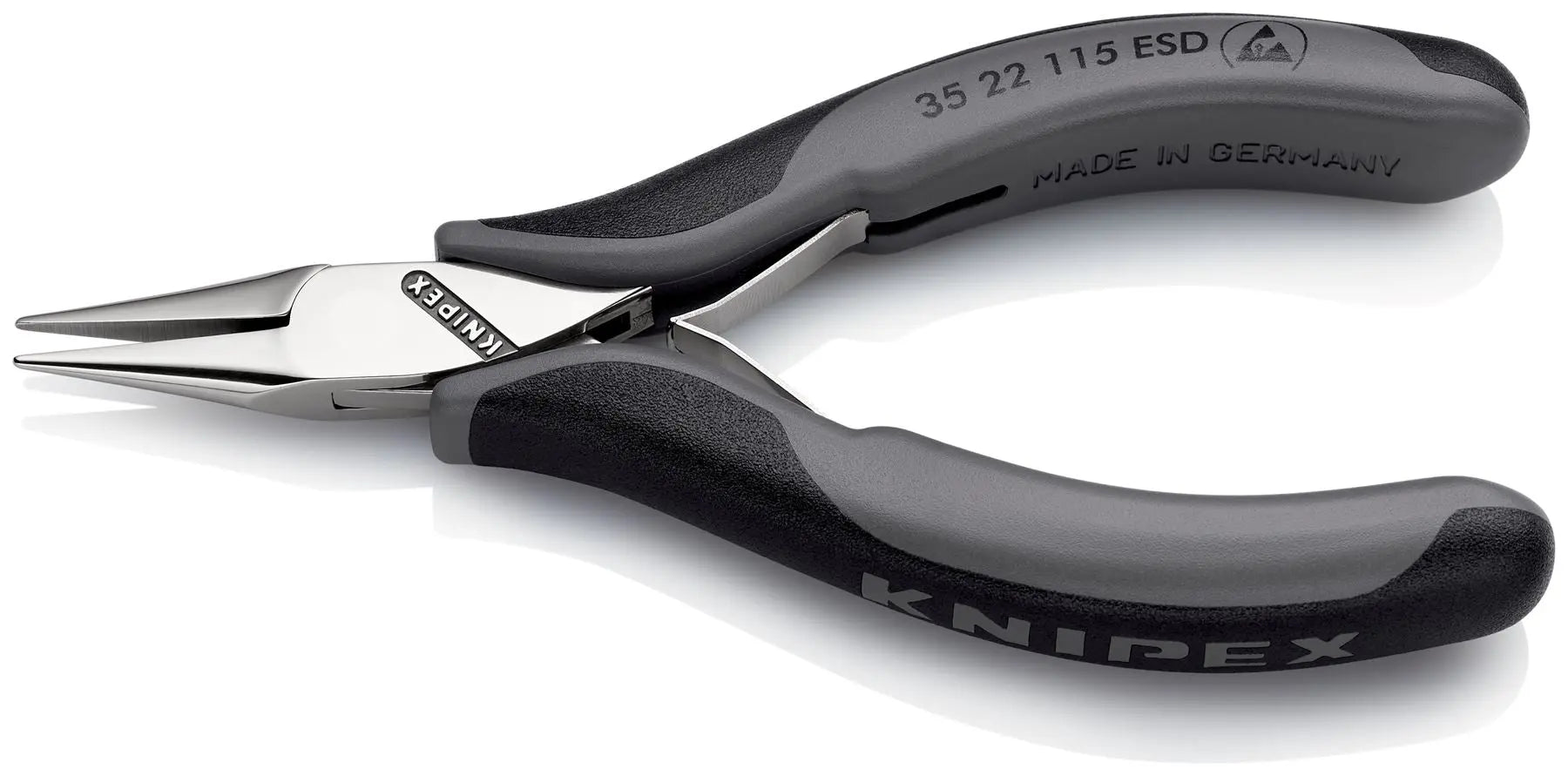 KNIPEX Precision Electronics Gripping Pliers ESD 115mm Black/Grey Multi Component Grips 35 22 115 ESD  White Rose Tools