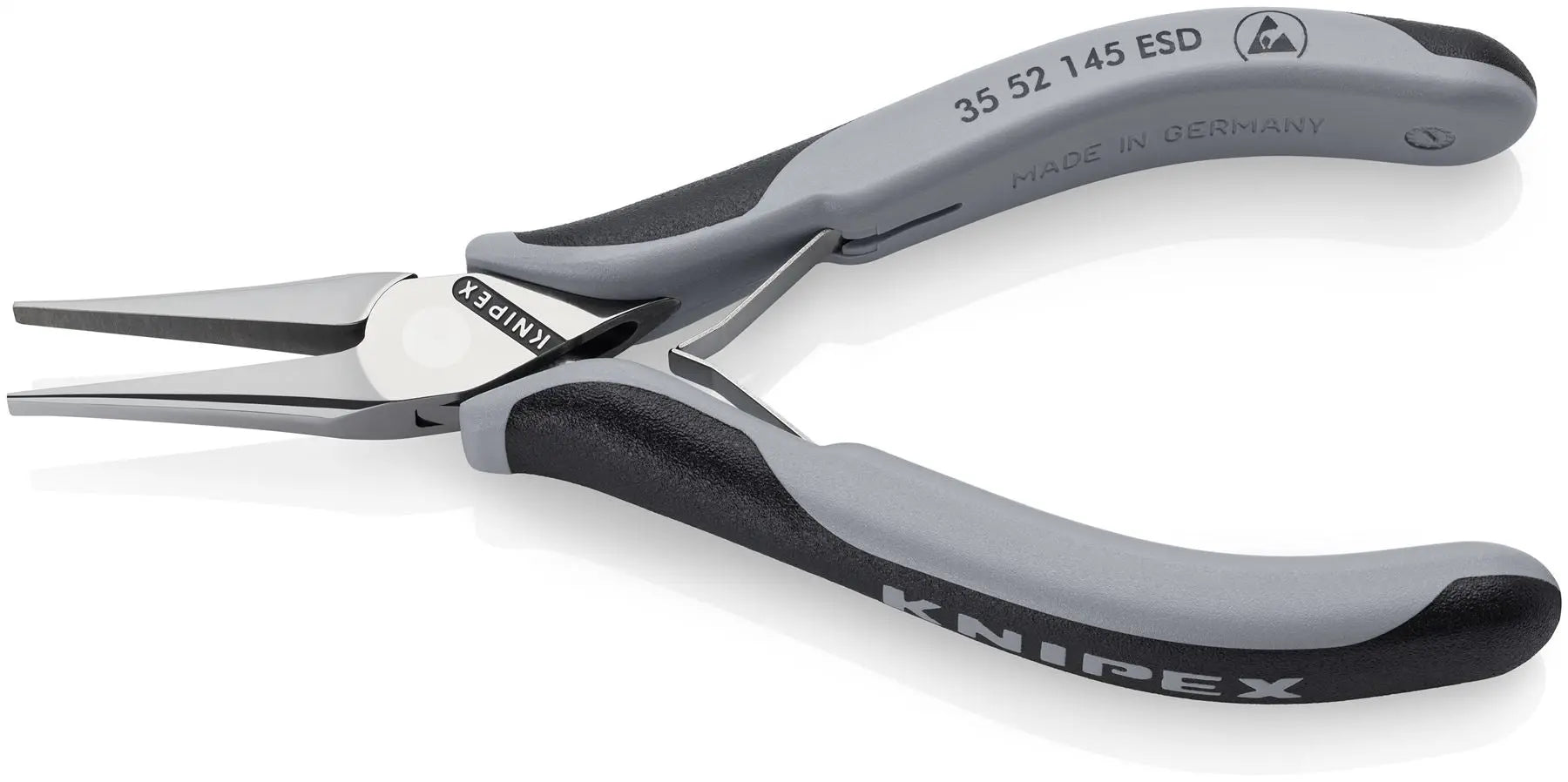 KNIPEX Precision Electronics Gripping Pliers ESD 145mm Black/Grey Multi Component Grips 35 52 145 ESD  White Rose Tools